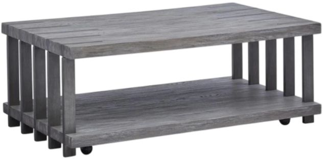 Magnussen Home® Eldridge Weathered Gravel Cocktail Table with Casters-0