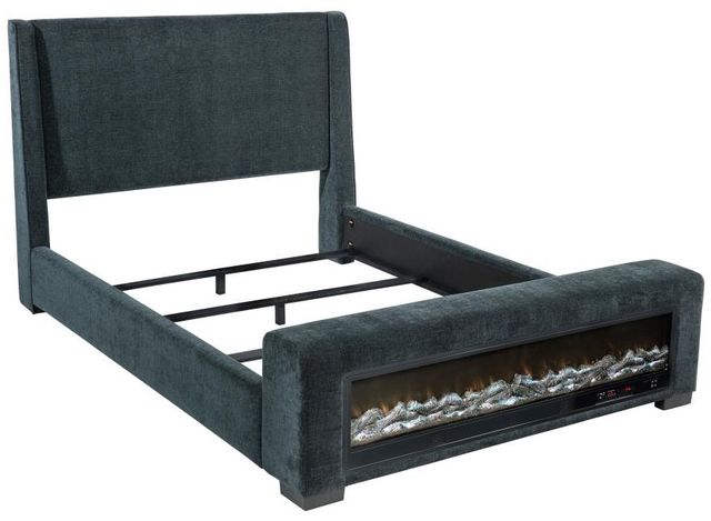 Coaster® Preston Dark Blue Queen Upholstered Panel Bed-1