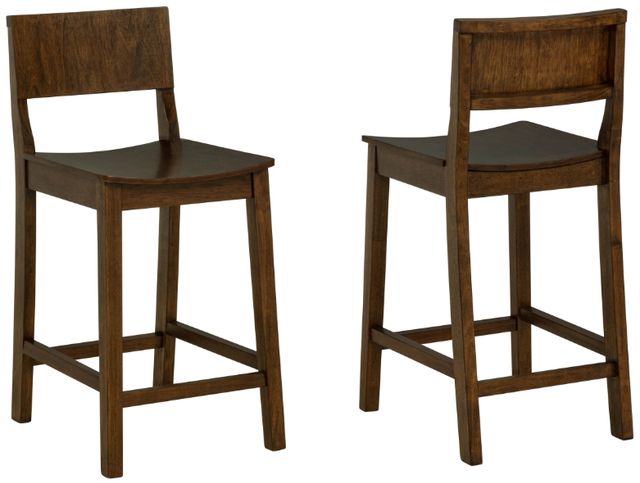 Linon Kentucky 2-Piece Walnut Counter Stool Set-4