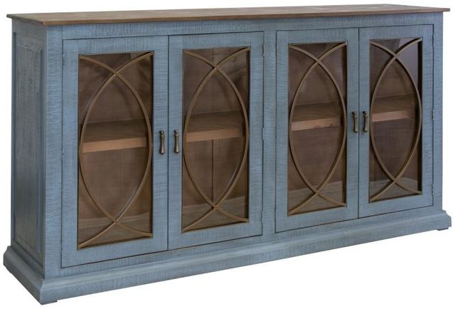 International Furniture Direct Marlin Blue/Brown Console-0