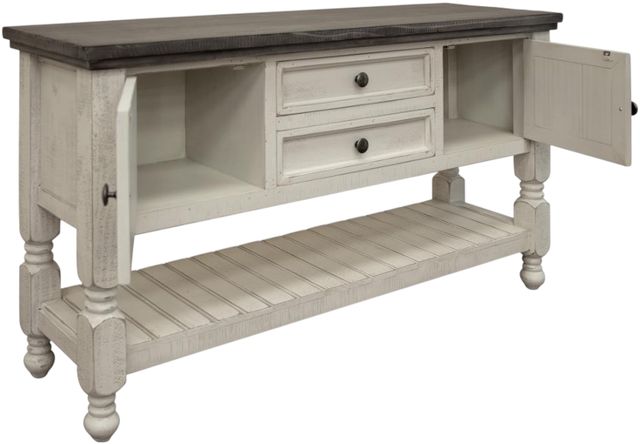International Furniture Direct Stone Ivory Antiqued/Weathered Gray Sofa Table-2