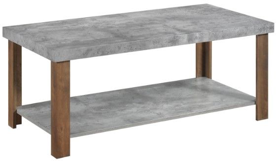 Mazin Furniture Oakbank Grey Stone Coffee Table with Rustic Oak Base-0