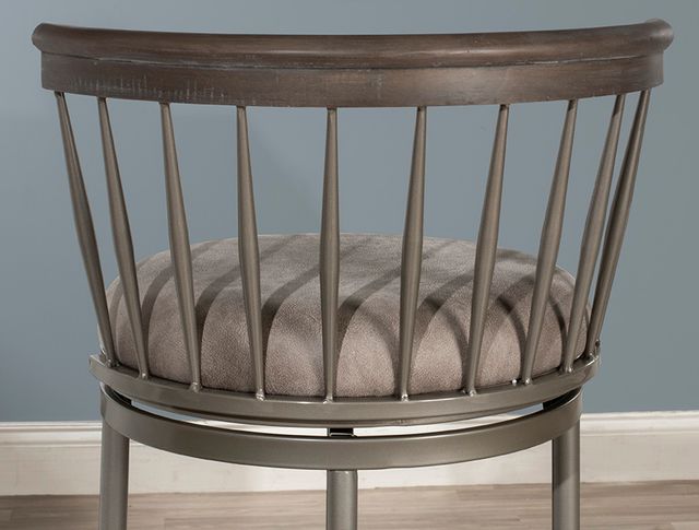 HH2 Home Cortez Pewter Metal Espresso Wood Swivel Counter Stool-1