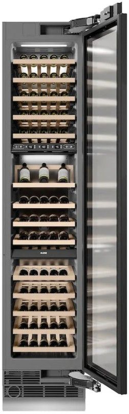 ZLINE Autograph Edition 18 in. 9 Cu. Ft. Panel Ready Right Hinge Triple Zone Column Wine Cooler with Champagne Bronze Accents-3