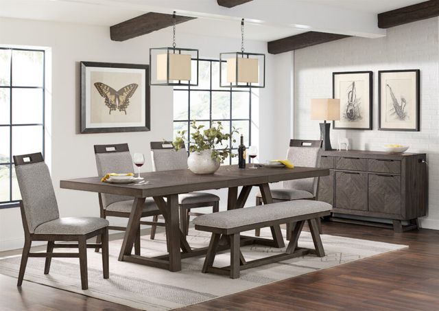 Intercon Hearst Beige/Reclaimed Chevron Upholstered Dining Bench-1