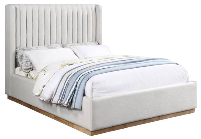 Meridian Furniture Logan Cream Upholstered Queen Panel Bed-0