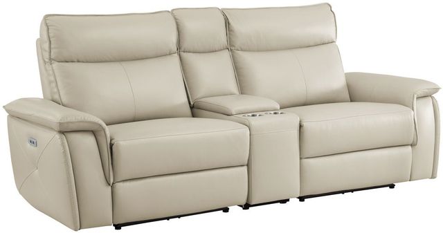 Homelegance® Maroni Taupe Double Power Reclining Loveseat with Center Console and Power Headrests-0