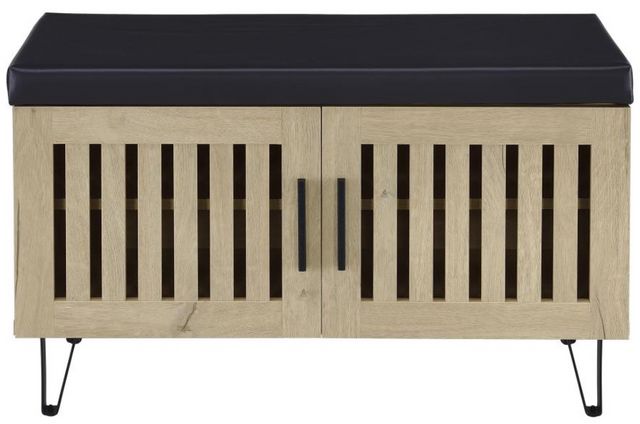Coaster® Brixton Black/White Oak Entryway Shoe Storage Bench-1
