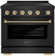 ZLINE Autograph Edition Paramount 36" Black Stainless Steel Pro Style Induction Range with Champagne Bronze Helix Handle & Accents-0