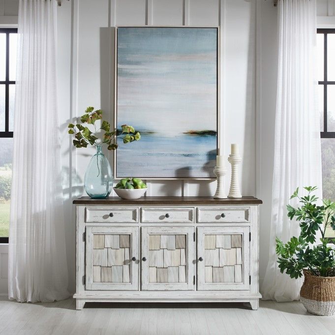 Liberty Furniture River Place Riverstone White/Tobacco Accent Server