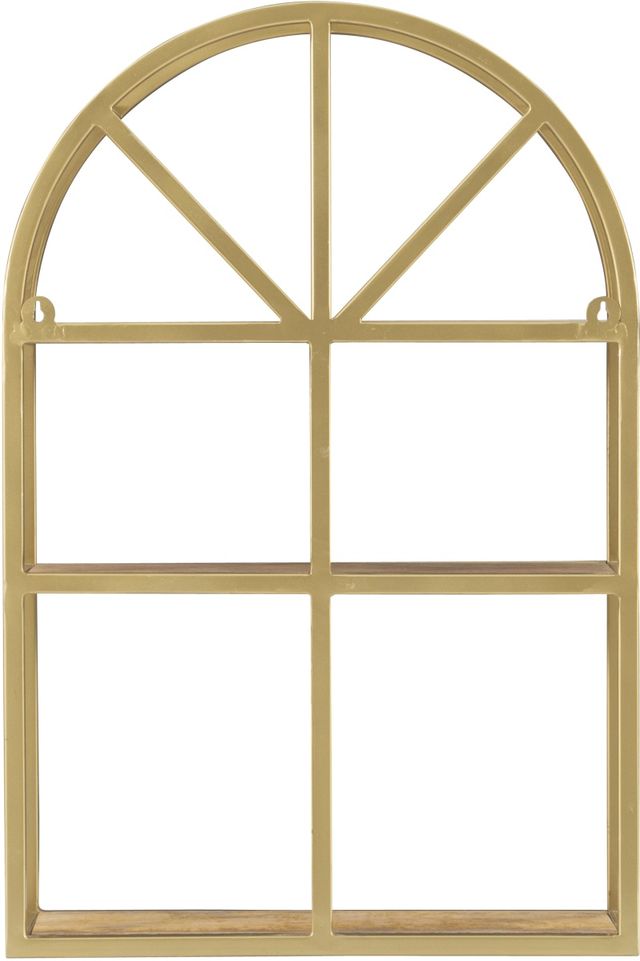 Powell® Wren Gold/Natural Metal Wall Shelves-3