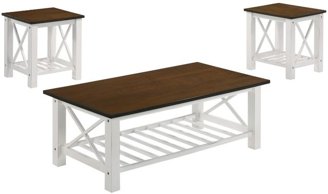 New Classic® Home Furnishings Vesta 3-Piece Brown/Cream Living Room Table Set-0
