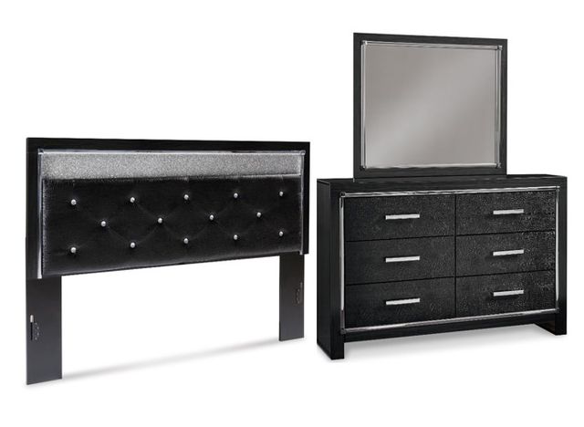 Signature Design by Ashley® Kaydell 3-Piece Black King Upholstered Panel Headboard Bedroom Set-0