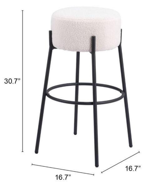 Zuo® Modern Blanche Ivory Barstool-3