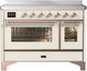 Ilve® Majestic III 48" Antique White Pro Style Induction Range with 6 Elements and Copper Trim-0