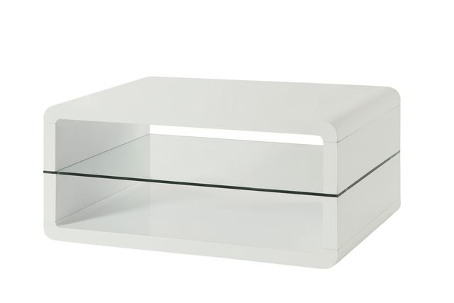 Coaster® Elana Glossy White Rectangle 2-Shelf Coffee Table-0