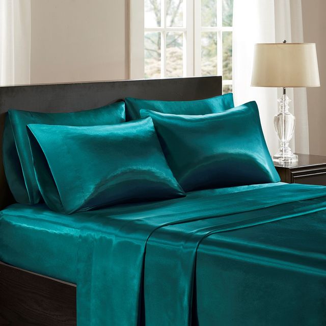 Olliix by Madison Park Essentials Teal 2 Pack of Standard Satin Pillow Case-1