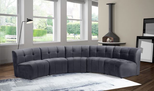 Meridian Furniture Limitless 5-Piece Grey Velvet Modular Sectional-1