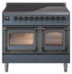 Ilve® Nostalgie II Noblesse 40'' Blue Gray Pro Style Induction Range with Burnished Trim-0