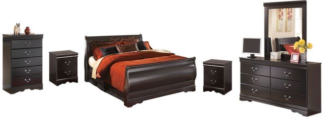 Signature Design by Ashley® Huey Vineyard 5-Piece Black King Sleigh Bed Set-0