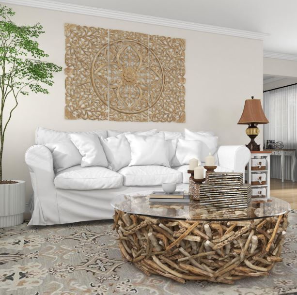 Deco Marche U Select Clear Coffee Table with Brown Base-3