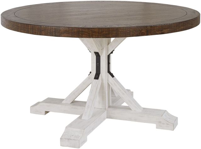 Signature Design by Ashley® Valebeck Brown Round Dining Table with Beige Pedestal