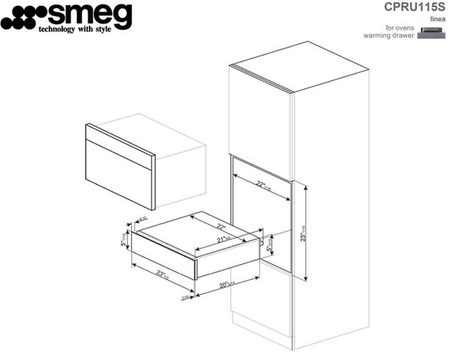 Smeg Linea 24" Mystic Gray Warming Drawer-1
