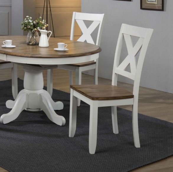 Winners Only® Pacifica Rustic Brown/White X-Back Dining Side Chair-1