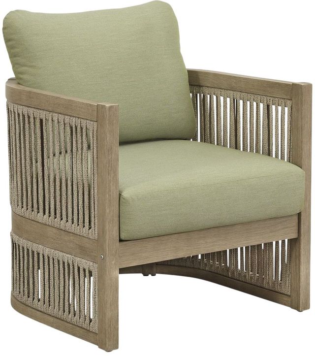Signature Design by Ashley® Vision Lane 2-Piece Beige/Green Fabric/Wooden Outdoor Lounge Chair-2