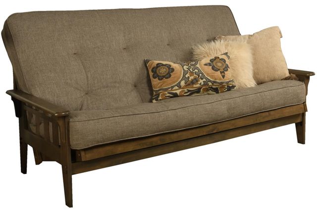 Kodiak Furniture Tucson Linen Stone/Rustic Walnut Queen Futon with Mattress-0