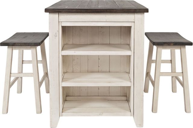 Jofran Inc. Madison County 3-Piece Brown/Vintage White Counter Table Set-2