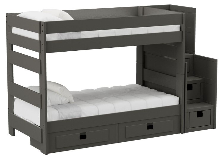 Grey twin bunk beds best sale