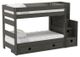 Elements International Cali Kids Grey Twin Over Twin Bunk Bed with Staircase and Trundle-0