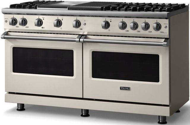 Viking® 5 Series 60" Pure White Pro Style Gas (LP) Range with Polished Chrome Trim-2