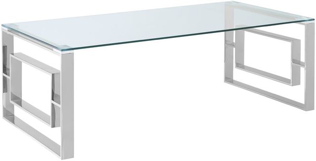 Worldwide Homefurnishings Inc. Eros Glass Top Coffee Table with Silver Base-0