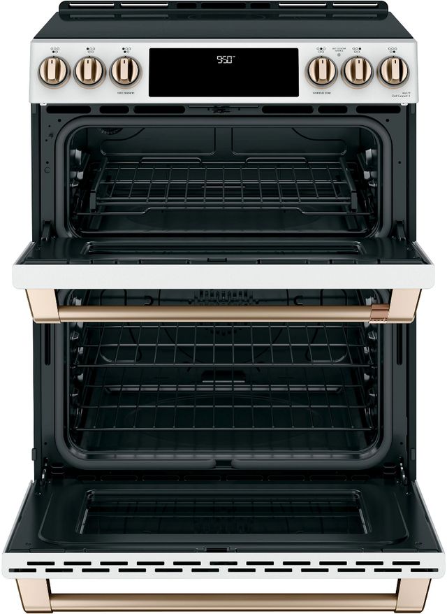 Café™ 30" Matte White Slide In Double Oven Induction Range-1