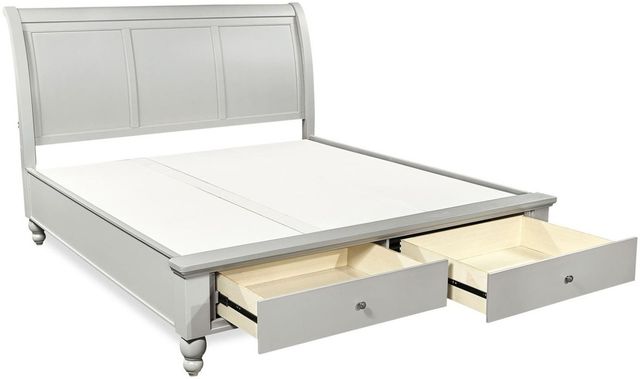 aspenhome® Cambridge Light Gray Paint Queen Sleigh Storage Bed-1