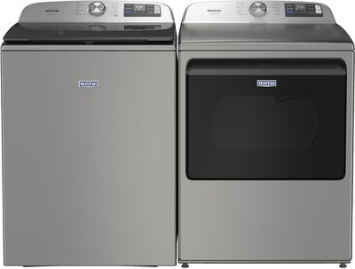 Maytag Pet Pro Classic Silver Top Load Washer & Electric Dryer Laundry Pair