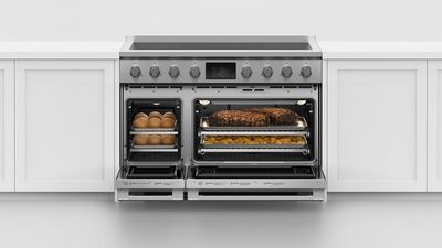 front view of the Fisher & Paykel Series 11 48" Stainless Steel Freestanding Induction Range