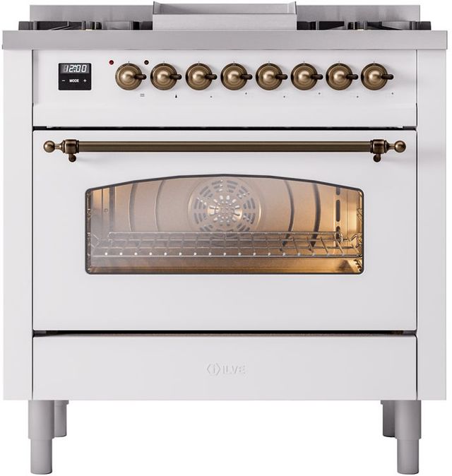 Ilve® Nostalgie II Series 36" White Pro Style Dual Fuel Range-2