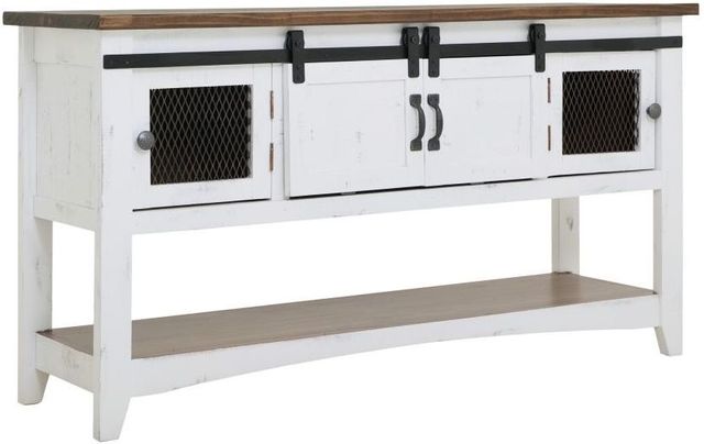 International Furniture Direct Pueblo Brown Top Sofa Table with White Base-0