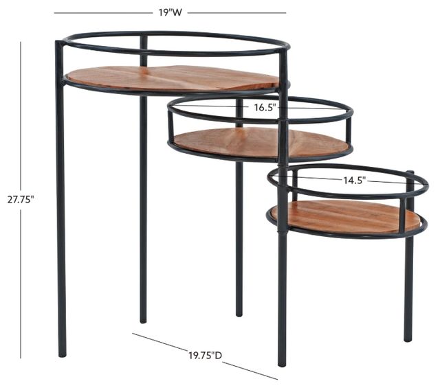 Powell® Denman Black/Natural 3-Tiered Plant Stand-1