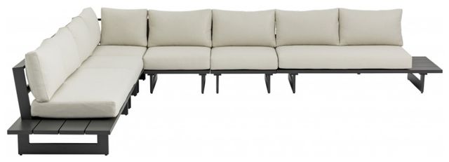 Meridian Furniture Maldives 3-Piece Cream/Dark Gray Aluminum/Fabric Outdoor Modular Sectional-1