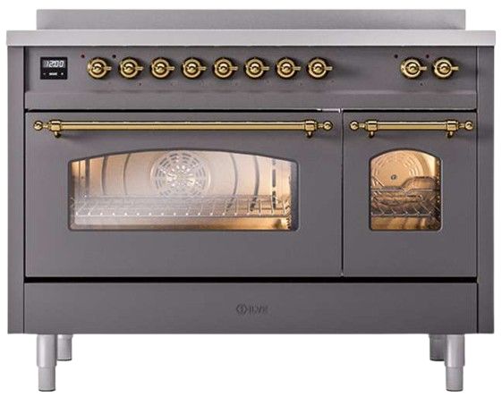Ilve® Nostalgie II Series 48" Matte Graphite Pro Style Induction Range-3
