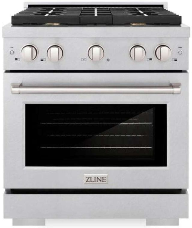 ZLINE 30" Satin Stainless Steel Pro Style Gas Range with 8 Burner Cooktop-0