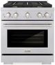 ZLINE 30" Satin Stainless Steel Pro Style Gas Range with 8 Burner Cooktop-0