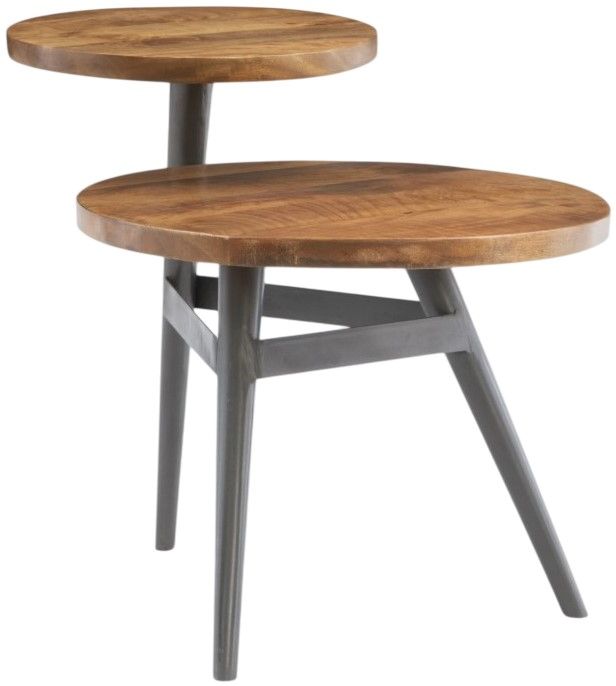 Powell® Denman Natural Two-Tiered Side Table with Gunmetal Base-0