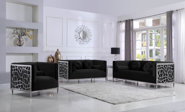 Meridian Furniture Opal Black Velvet Sofa-3