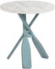 Crestview Collection Chesapeake Distressed White Accent Table with Aqua Base-0