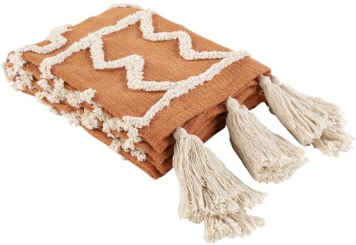 Surya Tut Burnt Orange 50"x60" Throw Blanket-1